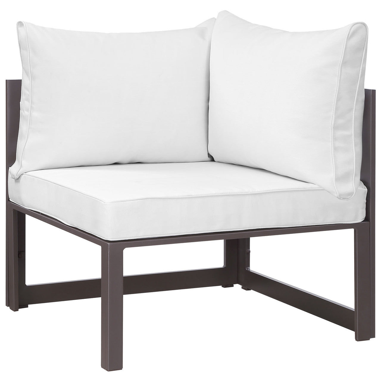 Fortuna 9 Pcs Outdoor Patio Sectional Sofa Set, Brown White Fabric Steel