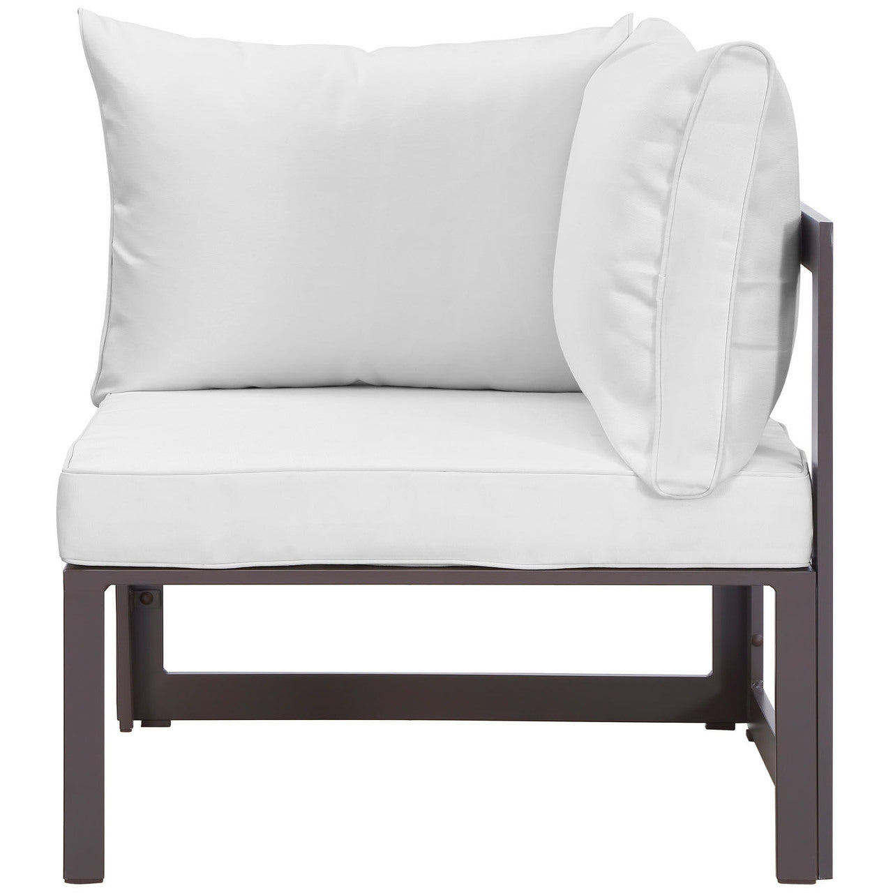 Fortuna 9 Pcs Outdoor Patio Sectional Sofa Set, Brown White Fabric Steel