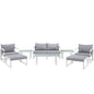 Fortuna 9 Pcs Outdoor Patio Sectional Sofa Set, White Grey Fabric Steel
