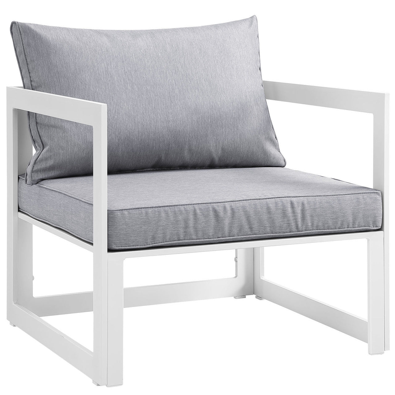 Fortuna 9 Pcs Outdoor Patio Sectional Sofa Set, White Grey Fabric Steel