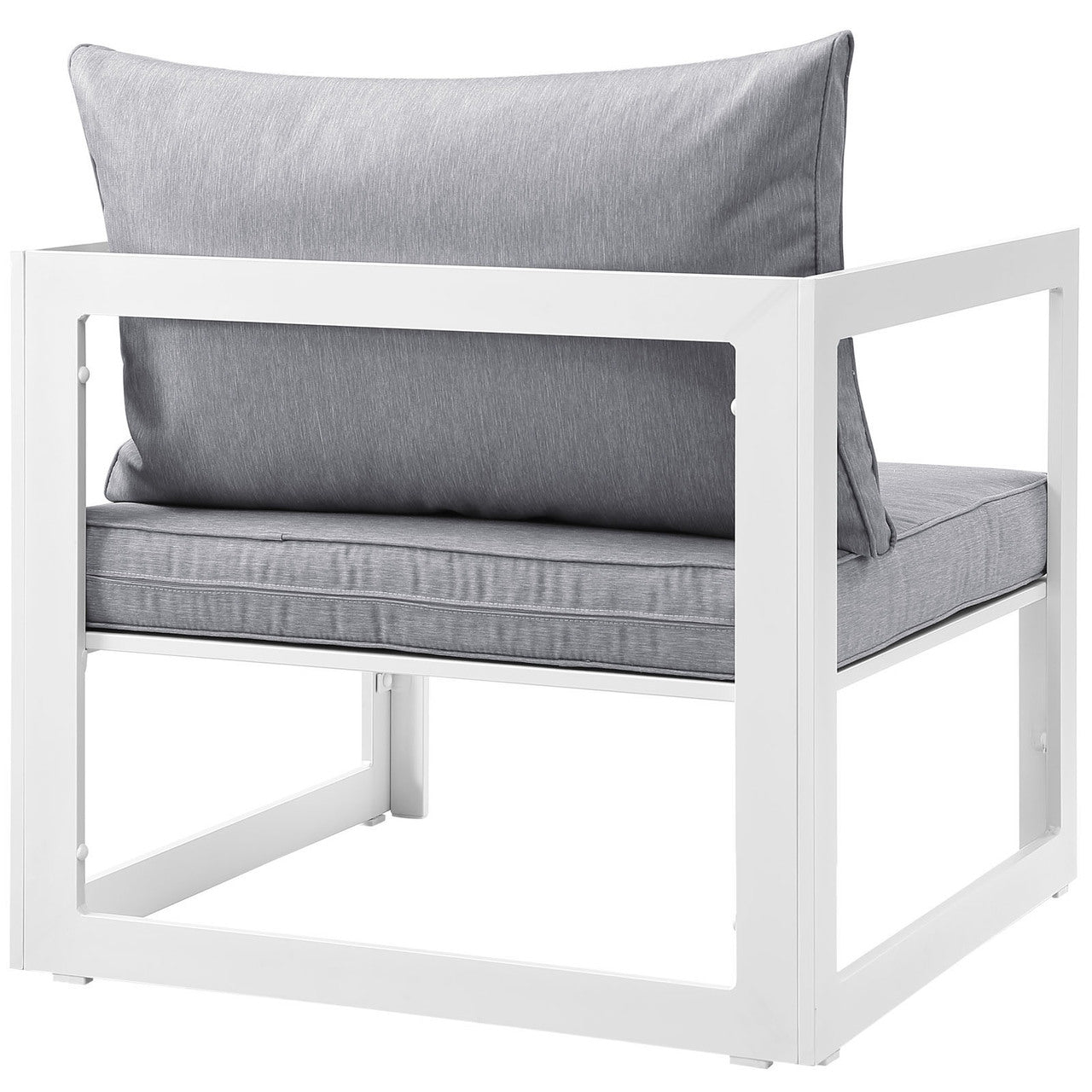 Fortuna 9 Pcs Outdoor Patio Sectional Sofa Set, White Grey Fabric Steel