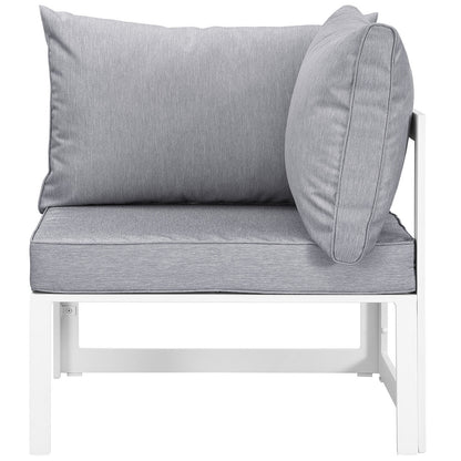 Fortuna 9 Pcs Outdoor Patio Sectional Sofa Set, White Grey Fabric Steel