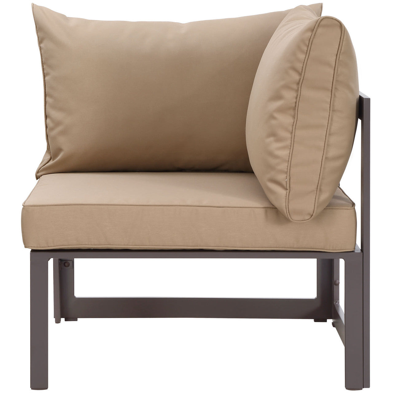 Fortuna 10 Piece Outdoor Patio Sectional Sofa Set, Brown Fabric Steel