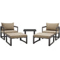 Fortuna 5 Pcs Outdoor Patio Sectional Sofa Set, Brown Fabric Steel