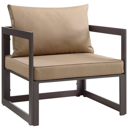 Fortuna 5 Pcs Outdoor Patio Sectional Sofa Set, Brown Fabric Steel