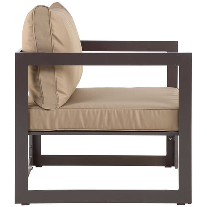 Fortuna 5 Pcs Outdoor Patio Sectional Sofa Set, Brown Fabric Steel