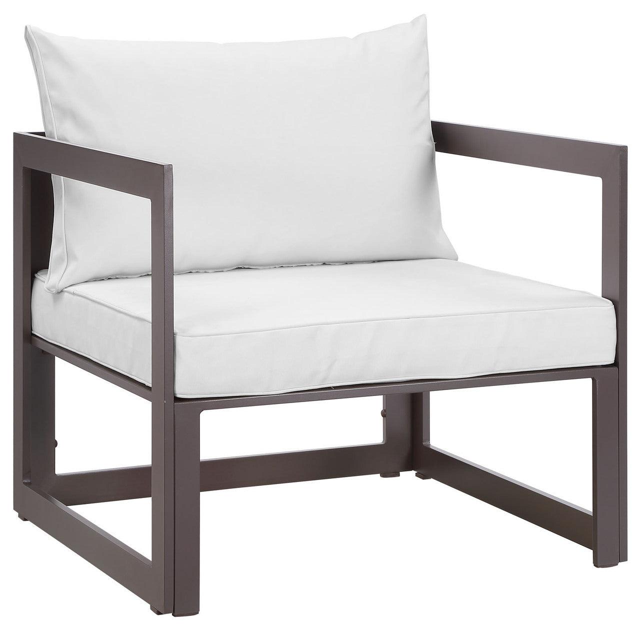 Fortuna 5 Pcs Outdoor Patio Sectional Sofa Set, Brown White Fabric Steel