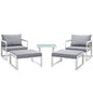 Fortuna 5 Pcs Outdoor Patio Sectional Sofa Set, White Grey Fabric Steel