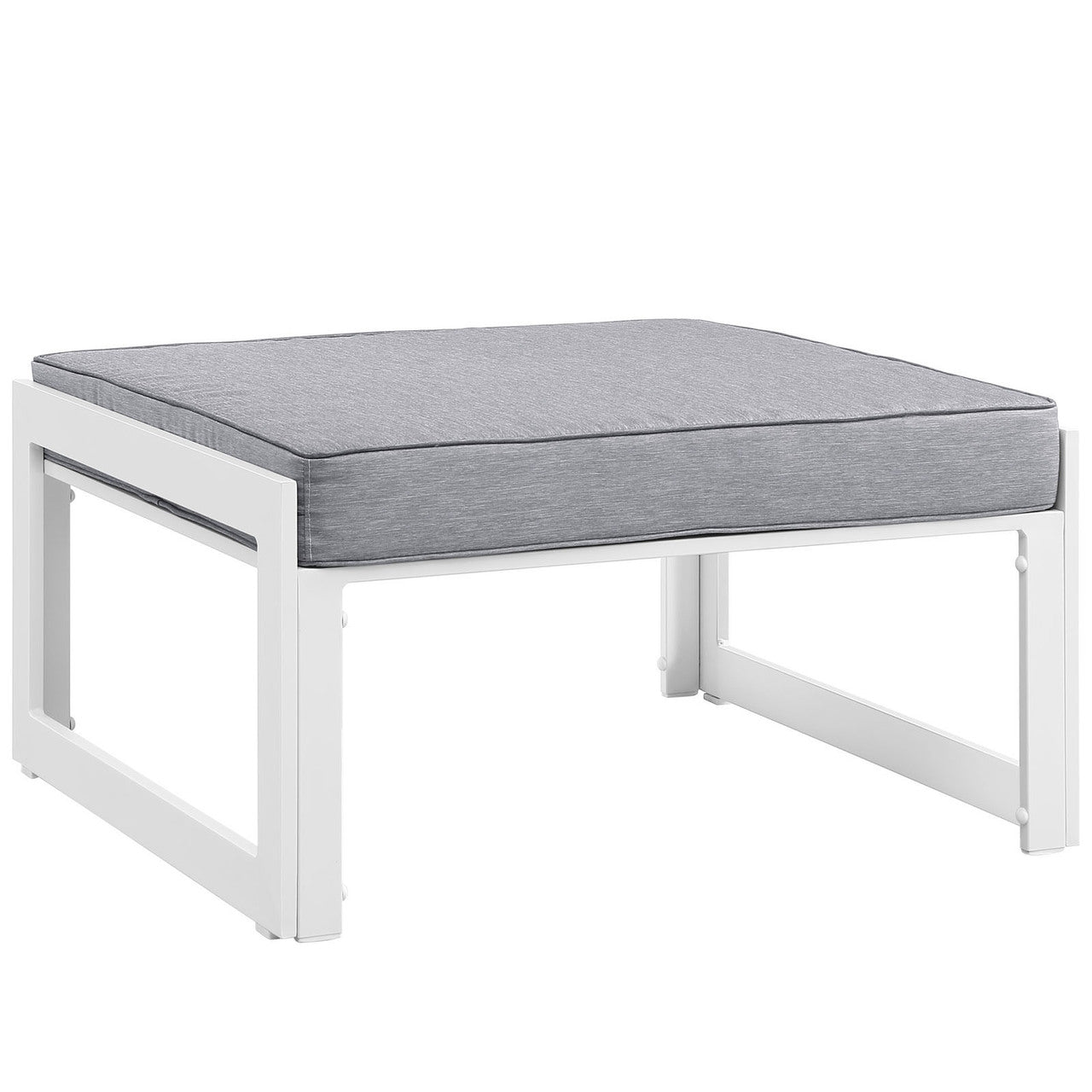 Fortuna 5 Pcs Outdoor Patio Sectional Sofa Set, White Grey Fabric Steel