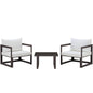 Fortuna 3 Piece Outdoor Patio Sectional Sofa Set, Brown White Fabric Steel
