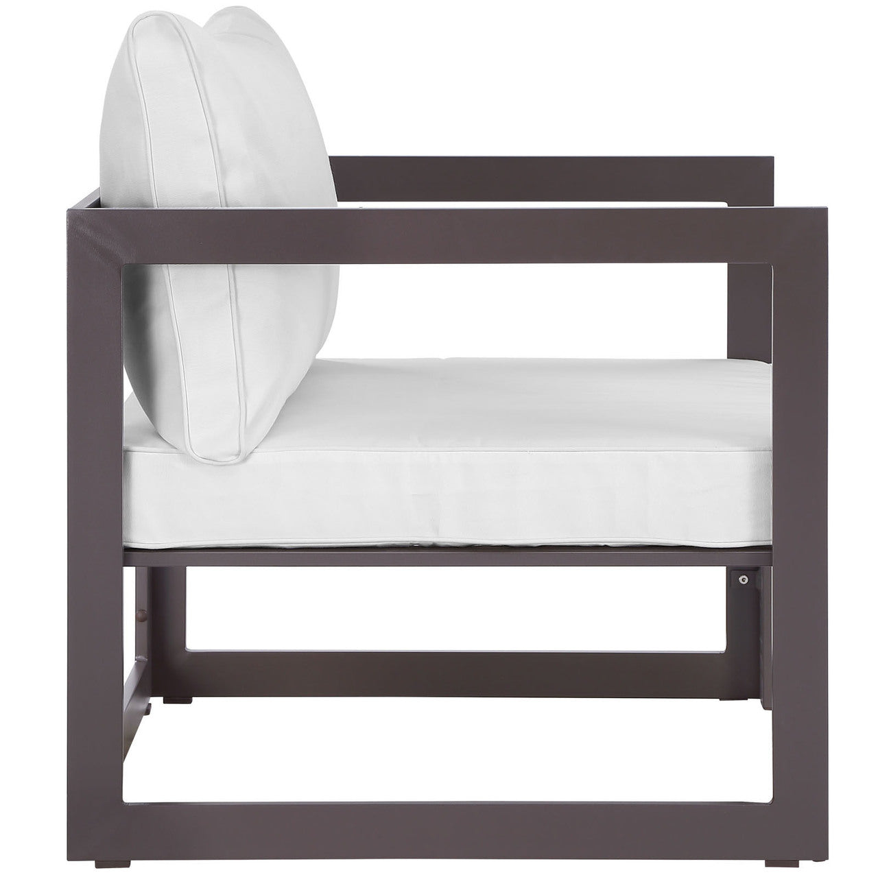 Fortuna 6 Pcs Outdoor Patio Sectional Sofa Set, Brown White Fabric Steel