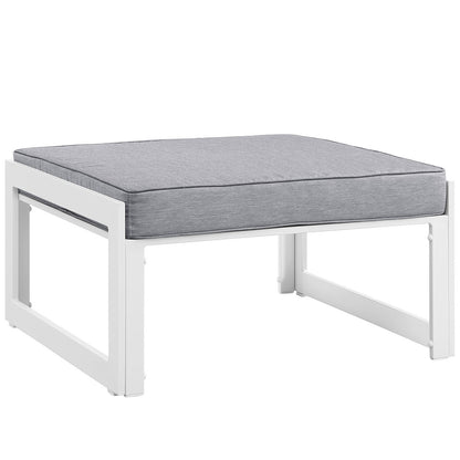 Fortuna 6 Pcs Outdoor Patio Sectional Sofa Set, White Grey Fabric Steel
