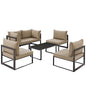 Fortuna 6 Pcs Outdoor Patio Sectional Sofa Set, Brown, Fabric Steel