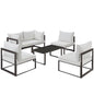 Fortuna 6 Pcs Outdoor Patio Sectional Sofa Set, Brown White, Fabric Steel