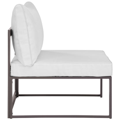 Fortuna 6 Pcs Outdoor Patio Sectional Sofa Set, Brown White, Fabric Steel