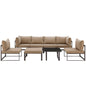 Fortuna 8 Pcs Outdoor Patio Sectional Sofa Set, Brown, Fabric Steel