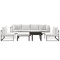 Fortuna 8 Pcs Outdoor Patio Sectional Sofa Set, Brown White, Fabric Steel