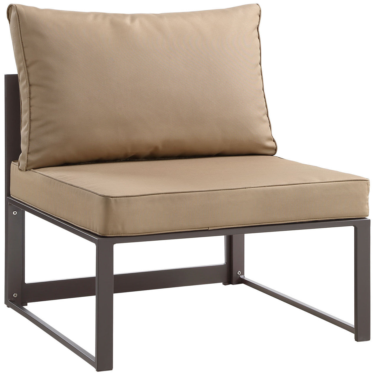 Fortuna 7 Pcs Outdoor Patio Sectional Sofa Set, Brown Fabric Steel