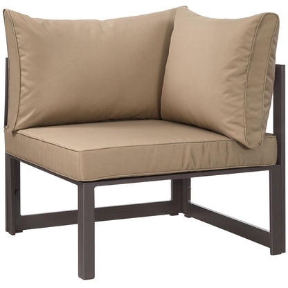 Fortuna 7 Pcs Outdoor Patio Sectional Sofa Set, Brown Fabric Steel