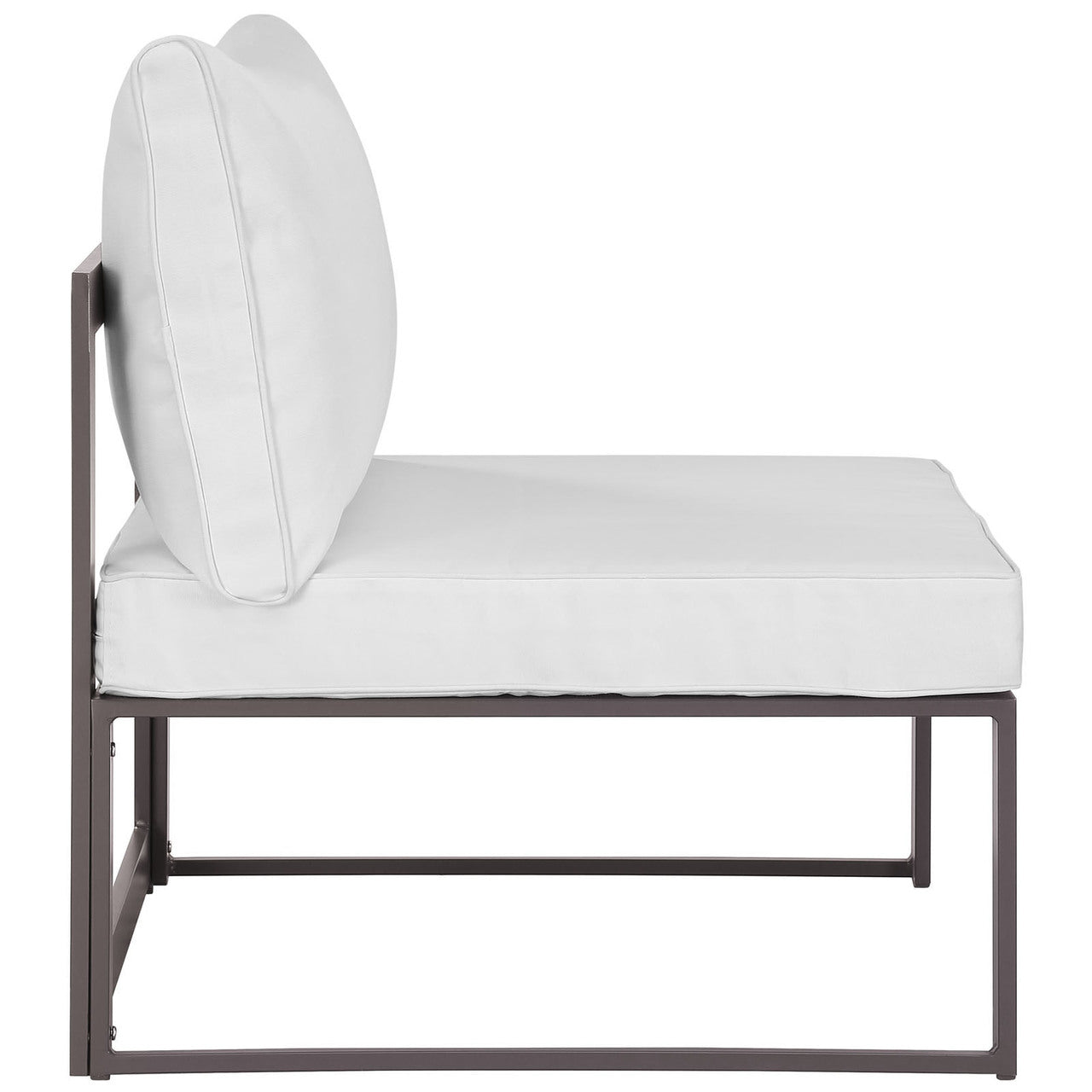 Fortuna 7 Pcs Outdoor Patio Sectional Sofa Set, Brown White Fabric Steel