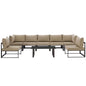 Fortuna 8 Piece Outdoor Patio Sectional Sofa Set, Brown Fabric Steel