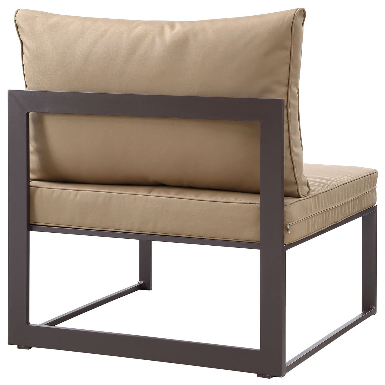 Fortuna 6 Piece Outdoor Patio Sectional Sofa Set, Steel Brown Fabric