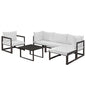Fortuna 6 Piece Outdoor Patio Sectional Sofa Set, Steel Brown White Fabric