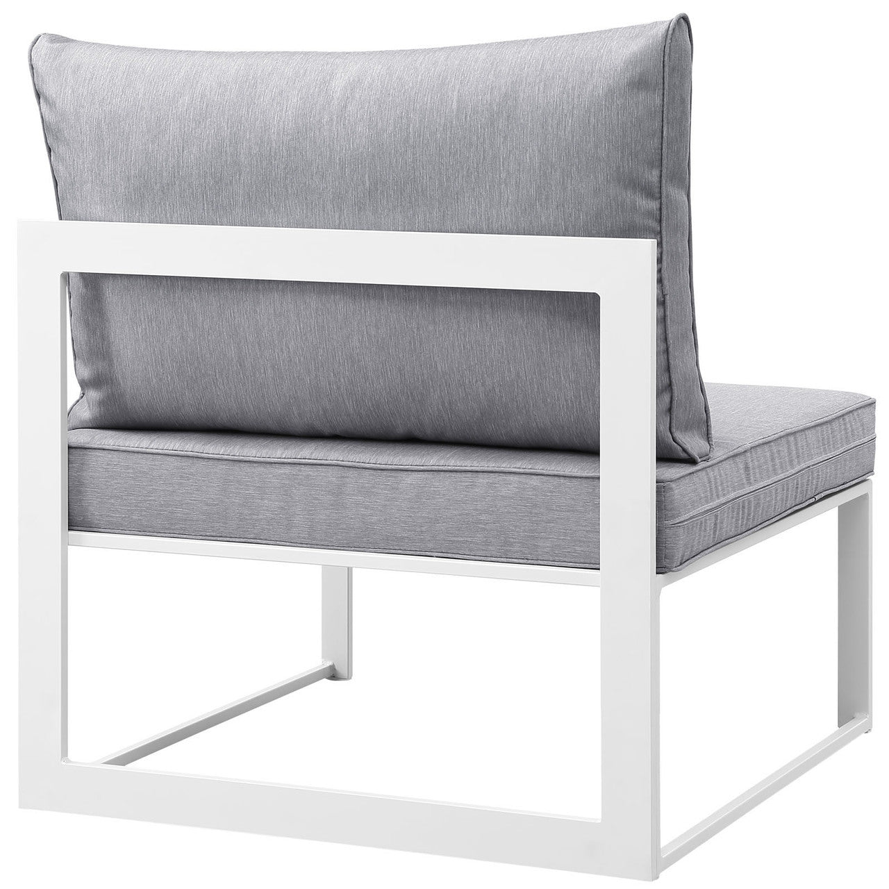 Fortuna 9 Piece Outdoor Patio Sectional Sofa Set, White Grey Fabric Steel