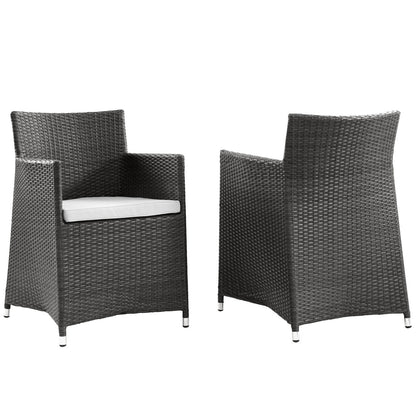 Junction Armchair Outdoor Patio Wicker Set of 2, Brown White Plastic