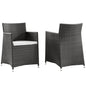 Junction Armchair Outdoor Patio Wicker Set of 2, Brown White Plastic