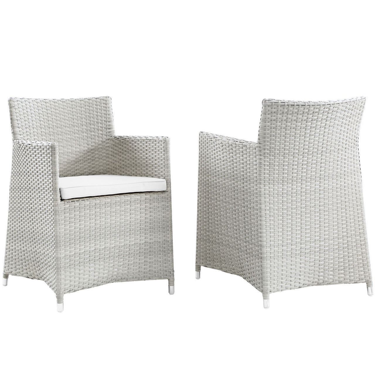 Junction Armchair Outdoor Patio Wicker Set of 2, Gray White Plastic