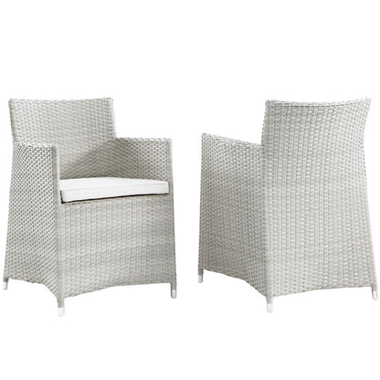 Junction Armchair Outdoor Patio Wicker Set of 2, Gray White Plastic