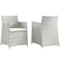 Junction Armchair Outdoor Patio Wicker Set of 2, Gray White Plastic