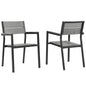 Maine Dining Armchair Outdoor Patio Set of 2, Brown Grey Steel