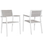 Maine Dining Armchair Outdoor Patio Set of 2, White Light Grey Steel