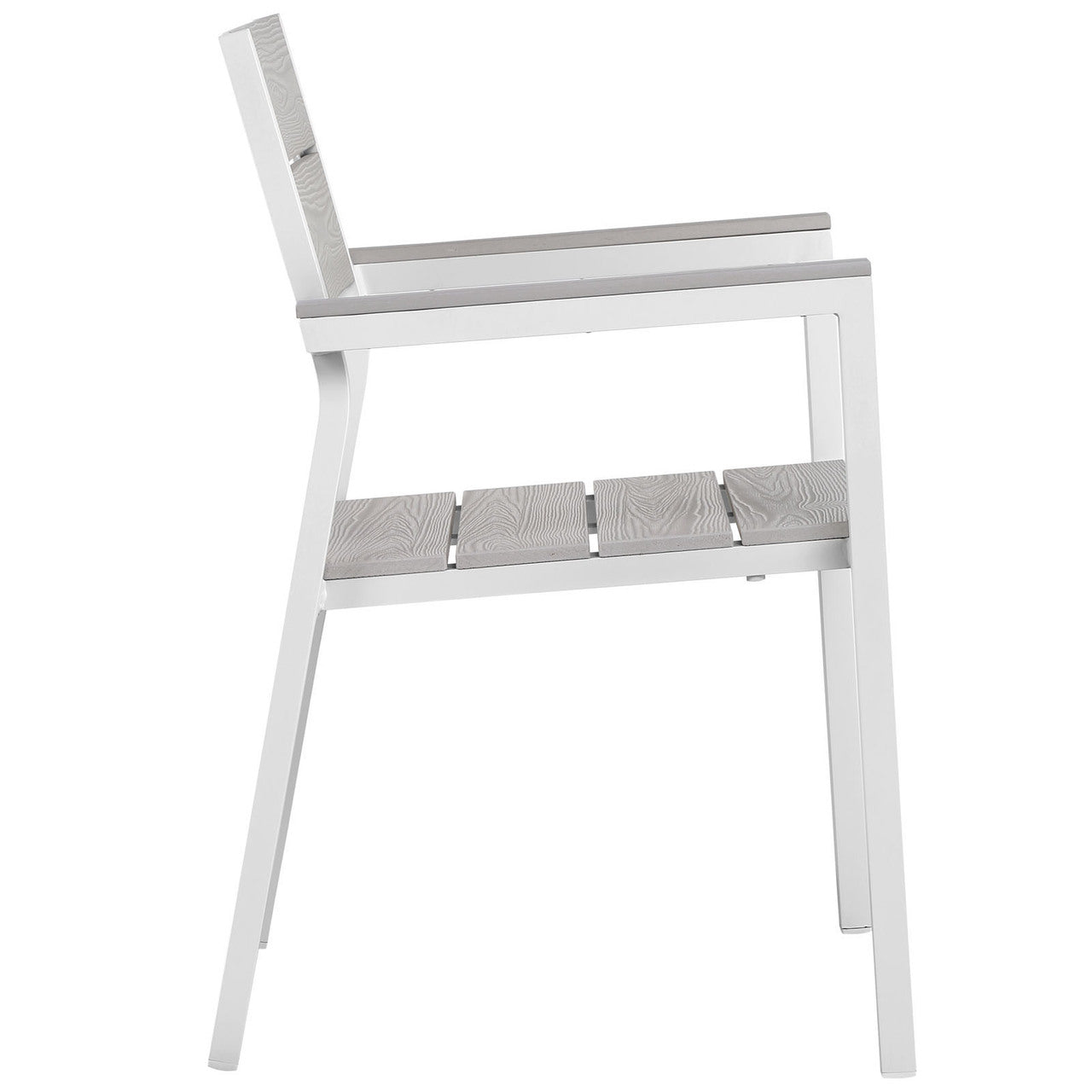Maine Dining Armchair Outdoor Patio Set of 2, White Light Grey Steel