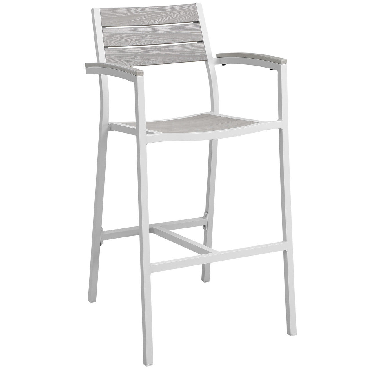 Maine Bar Stool Outdoor Patio Set of 2, White Light Grey Steel