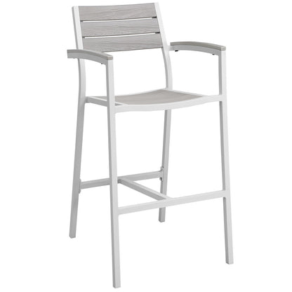 Maine Bar Stool Outdoor Patio Set of 2, White Light Grey Steel