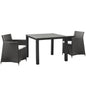 Junction 3 Piece Outdoor Patio Wicker Dining Set, Brown White Plastic