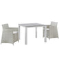 Junction 3 Piece Outdoor Patio Wicker Dining Set, Gray White Plastic