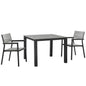 Maine 3 Piece Outdoor Patio Dining Set, Brown Grey Steel