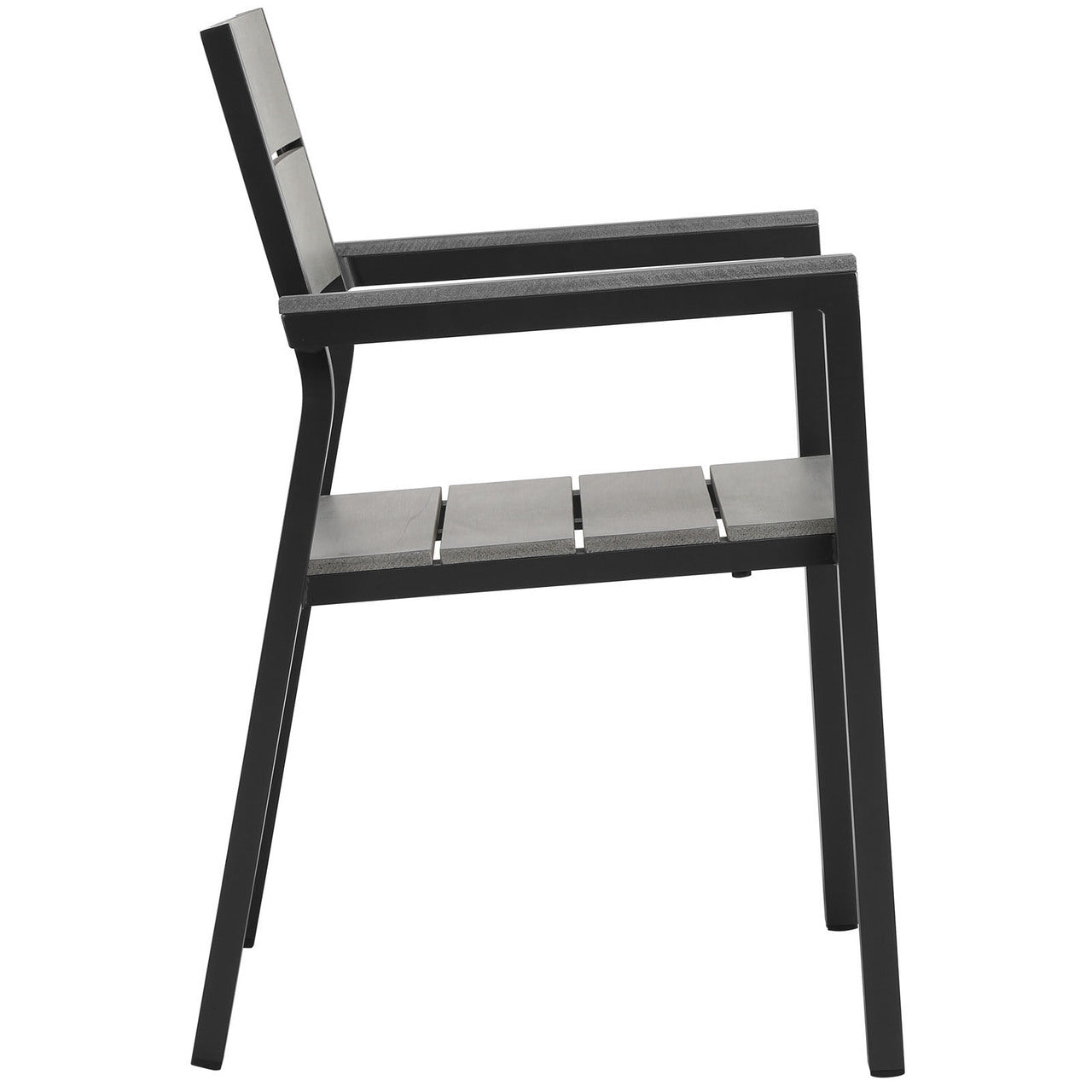 Maine 3 Piece Outdoor Patio Dining Set, Brown Grey Steel