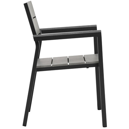 Maine 3 Piece Outdoor Patio Dining Set, Brown Grey Steel