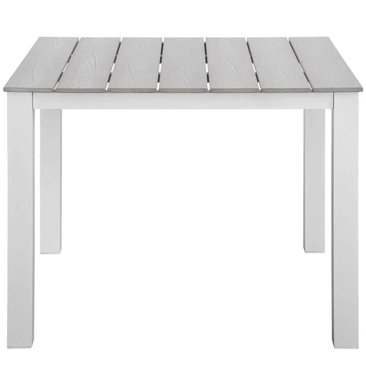 Maine 3 Piece Outdoor Patio Dining Set, White Light Grey Steel