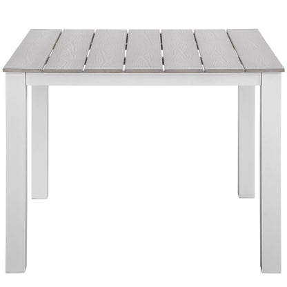 Maine 3 Piece Outdoor Patio Dining Set, White Light Grey Steel