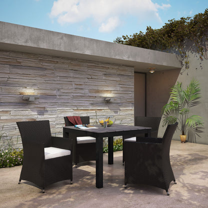 Junction Five PCS Outdoor Patio Dining Set, White, Poly Lumber, Aluminum