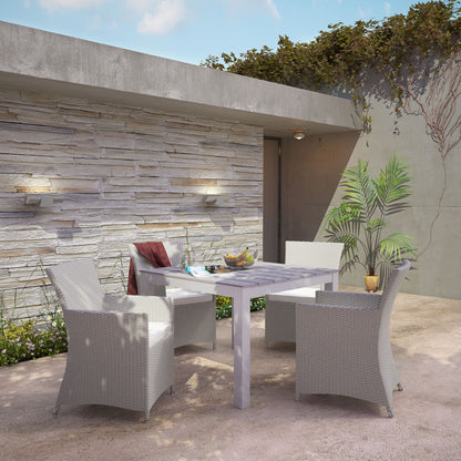 Junction Five PCS Outdoor Patio Dining Set, White, Aluminum, Poly Lumber