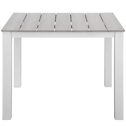 Maine Five PCS Outdoor Patio Dining Set, Grey, Aluminum, Poly Lumber