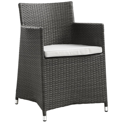 Junction Five PCS Outdoor Patio Dining Set, White, Fabric, Synthetic Rattan