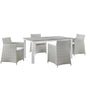 Junction Five PCS Outdoor Patio Dining Set, White, Synthetic Rattan, Fabric